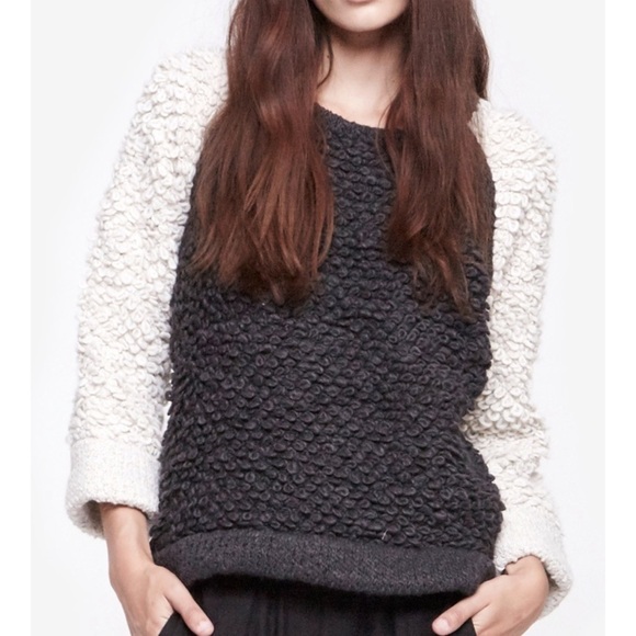 IRO Colorblock Ecru and Charcoal Gray Sweater - Picture 8 of 15